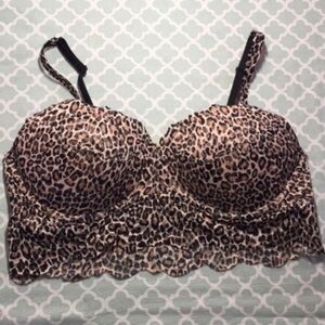 PINK Victoria’s Secret Leopard Lace Push Up Bralette L